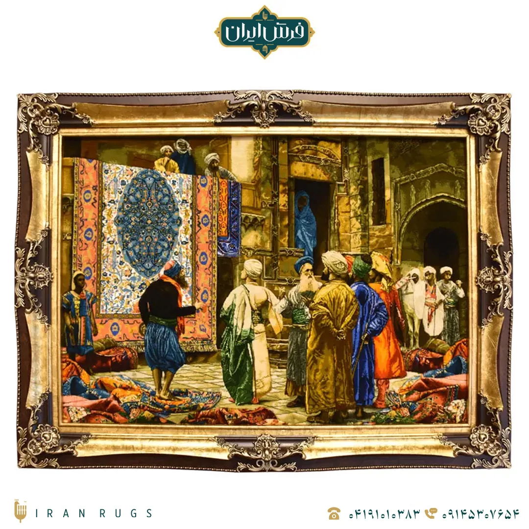 تابلو فرش نفیس شام آخر اثر لئوناردو داوینچی تبریز - Detailed Persian pictorial carpet reproducing Leonardo da Vinci Last Supper masterpiece